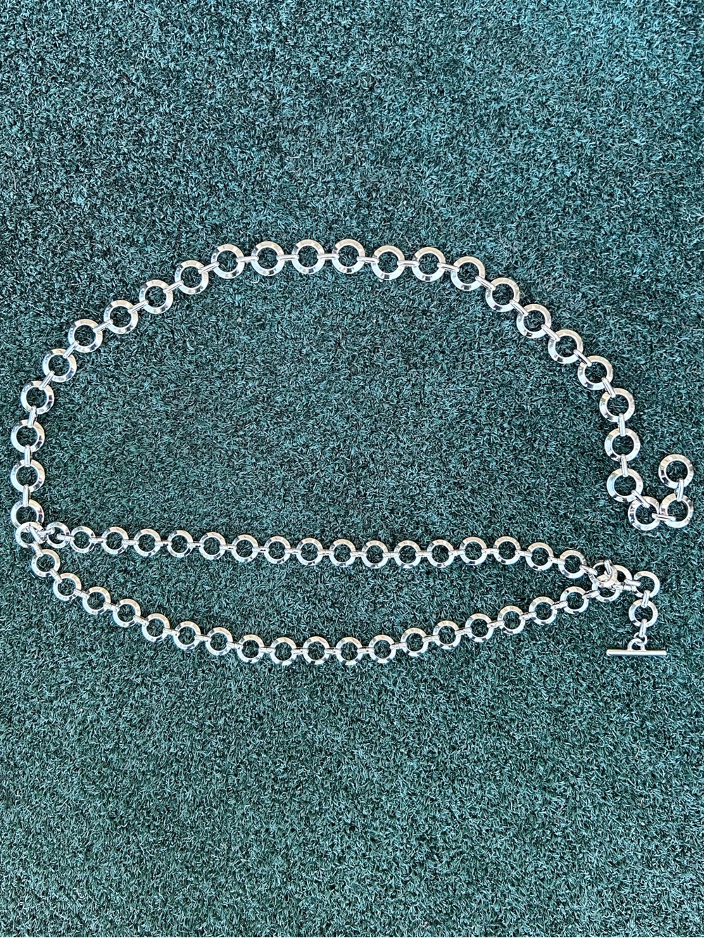Vintage Circle Link Chain Belt Silver Hardware OS